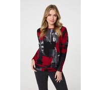 Izabel London Women's Abstract Knit Long Sleeve Jumper in Red | Size: 14 Izabel London Red 14