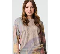 Abstract Long Sleeve Round Neck Knit Top Izabel London Beige L