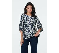 Izabel London Women's Abstract Metallic Print 3/4 Sleeve Tunic Top in Navy | Size: 14