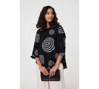 Abstract Print Frill Hem Tunic Top Izabel London Black 8