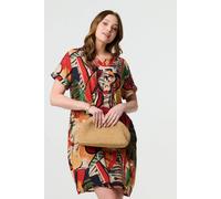 Izabel London Abstract Print Relaxed Short Shift Dress - Orange - M/L