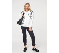 Izabel London Abstract Print Scoop Neck Pullover - White - 8