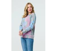 Izabel London Women's Abstract Print Stud Detail Knit Top in Blue | Size: Large Izabel London Blue L