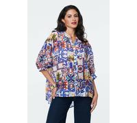 Izabel London Women's Abstract Relaxed 3/4 Sleeve Blouse in White | Size: 14