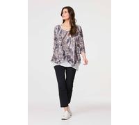 Izabel London Women's Animal Print Double Layer Relaxed Tunic Top in Beige | Size: 12