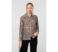 Izabel London Women's Animal Print Long Sleeve Shirt in Brown | Size: 16