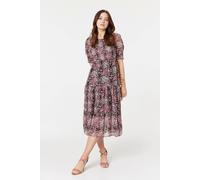 Animal Print Midi Smock Dress Izabel London Pink 8