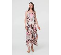 Izabel London Women's Animal Print Sleeveless Layer Maxi Dress in Pink | Size: 12
