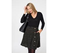 Izabel London Women's Animal Print V-Neck Short Skater Dress | Size: 14