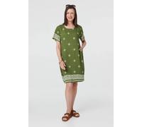 Izabel London Border Print Knee Length Shift Dress - 12 - Green