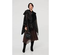 Izabel London Border Print Oversized Poncho - Grey - One