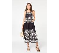 Izabel London Women's Border Print Sleeveless Cami Midi Dress in Black | Size: 18 Izabel London Black 18
