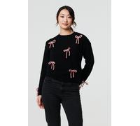 Bow Embellished Drop Shoulder Jumper Izabel London Black 12