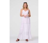 Izabel London Broderie Anglaise Cami Maxi Dress - White - 14