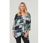 Izabel London Women's Brushstroke Print Oversized Top in Green | Size: 8 Izabel London Green 8