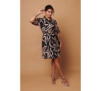 Izabel London Women's Brushstroke Print Short Shirt Dress in Pink | Size: 16
