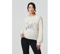 Butterfly Embellished Puff Sleeve Jumper Izabel London White L