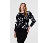 Izabel London Women's Butterfly Print Embellished Jumper in Black | Size: 16