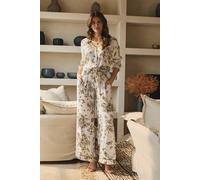 Butterfly Print High Rise Relaxed Trousers Izabel London Beige L