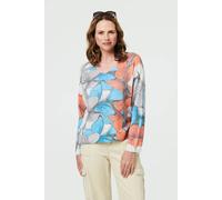 Izabel London Butterfly Print Long Sleeve Relaxed Top - 8 - Blue
