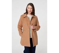 Izabel London Women's Button Detail Double Breasted Jacket in Tan | Size: 8 Izabel London Tan 8