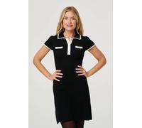 Izabel London Women's Button Front Collared Knit Dress in Black | Size: 12 Izabel London Black 12