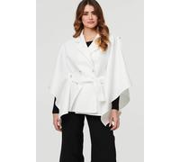 Izabel London Cape Coat With Belt - White - 14