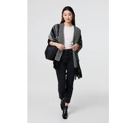 Izabel London Chevron Print Tassel Fringe Open Cardigan - Black - S/M