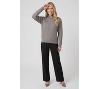 Izabel London Women's Chevron Texture Mandarin Collar Jumper in Grey | Size: Small