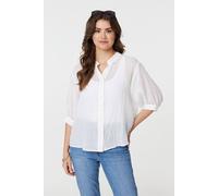 Izabel London Women's Collarless Button Back 3/4 Sleeve Blouse in White | Size: 12 Izabel London White 12