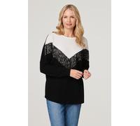 Colour Block Lace Sweater Izabel London Black 8