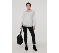 Izabel London Colour Block Long Sleeve Curve Hem Jumper for Women UK with a Boat Neck and a Thigh Length Hem. Grey