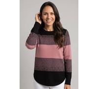 Izabel London Women's Colour Block Sparkly Curve Hem Jumper in Black | Size: 12
