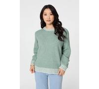 Izabel London Contrast Trim Balloon Sleeve Jumper - S/M - Sage