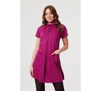 Izabel London Cowl Neck Button Front Short Shift Dress - 14 - Purple