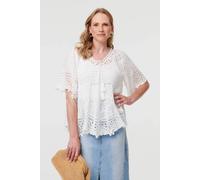 Izabel London Women's Crochet Lace Texture Relaxed Blouse in White | Size: Small/Medium