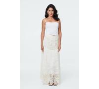 Izabel London Women's Crochet Texture High Waist Maxi Skirt in Beige | Size: Medium/Large