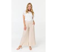 Izabel London Women's Crochet Texture Short Sleeve Button Top in White | Size: Medium/Large