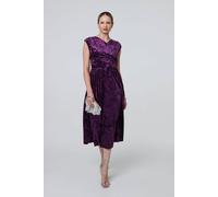 Izabel London Women's Crushed Velvet Fit & Flare Midi Dress in Purple | Size: 8