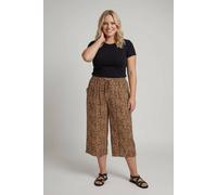 Izabel London Women's Curve Animal Print High Waist Trousers in Beige | Size: 20