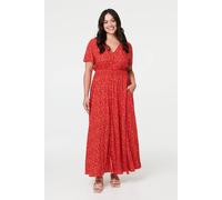 Izabel London Women's Curve Ditsy Floral A-Line Maxi Dress in Red | Size: 22