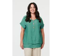 Izabel London Women's Curve Layered Short Sleeve Tunic Top in Green | Size: 20