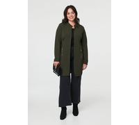Izabel London Women's Curve Open Front Longline Knit Jacket in Khaki | Size: 26