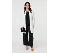 Izabel London Women's Curve Open Front Longline Knit Jacket in White | Size: 20