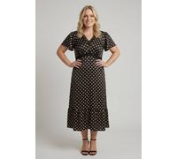 Izabel London Women's Curve Polka Dot Lace Empire Midi Dress in Black | Size: 26