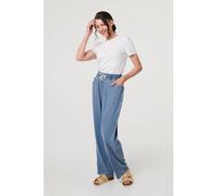 Denim Elasticated Tie Waist Trousers Izabel London Blue 14