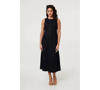 Izabel London Women's Denim Stitch Detail Fitted Midi Dress in Navy | Size: Medium Izabel London Navy M