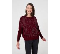 Izabel London Women's Diamante Detail Batwing Sleeve Jumper in Burgundy | Size: 12