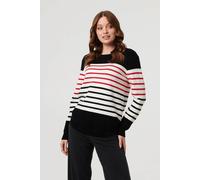 Izabel London Women's Diamante Trim Striped Jumper | Size: 8