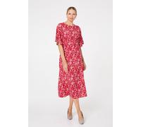 Izabel London Ditsy Floral 1/2 Flare Sleeve Midi Dress - 10 - Red